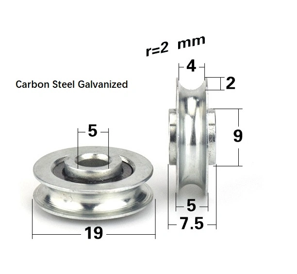 5x19x5mm Carbon Steel Galvanized Non-Standard Track Roller Bearings