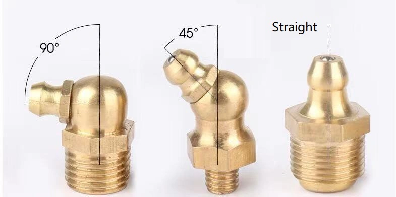 M12x1 Zinc-plated Steel/ Brass / Stainless Steel  Straight/ 45 Elbow/90  Elbow Hydraulic Grease Fittings/Nipple